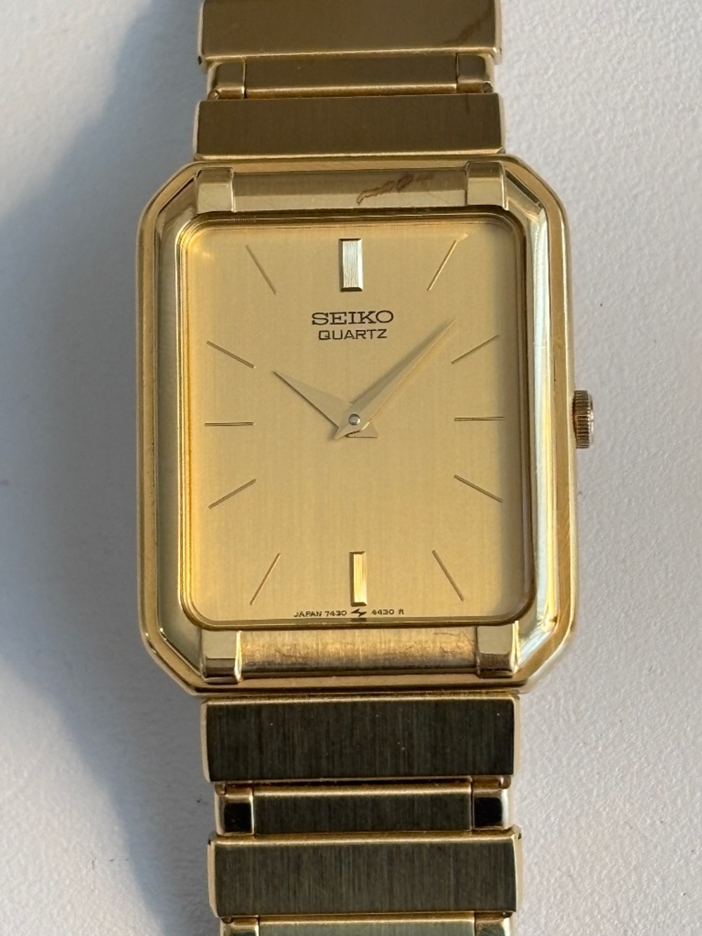 Vintage Seiko Quartz Tank Style Gold Tone Watch 7430-5940 – Not Working